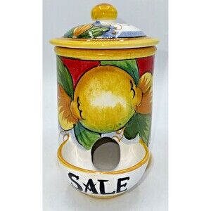 Vintage Piccadilly Fratelli Criscuolo Costa D’Amalfi Italy Salt Jar Lemon/Floral